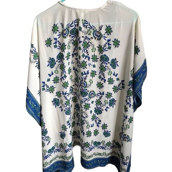 Max Studio Size M shrug jacket open front top blue white floral New with Tags - Picture 2 of 4
